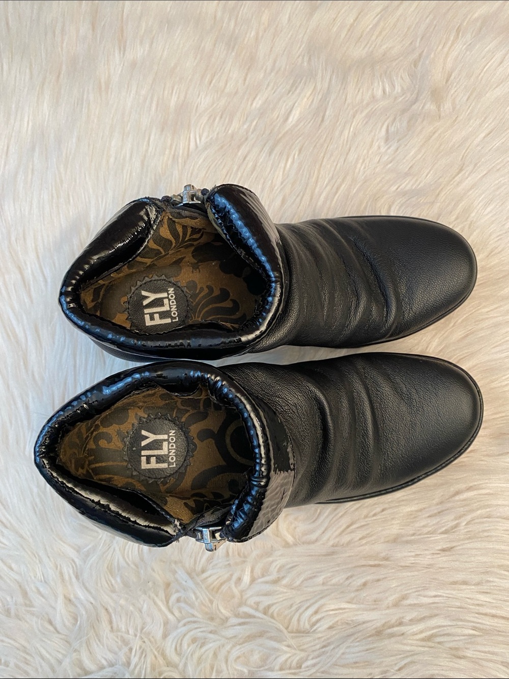 Fly London Yoxi Black Leather Wedge Ankle Booties, Size 38/7-7.5 - Picture 9 of 17
